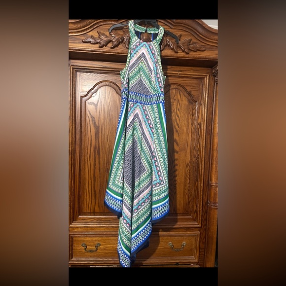 Eliza J Green and Blue Maxi Dress with Geometric Patterns - Picture 1 of 7